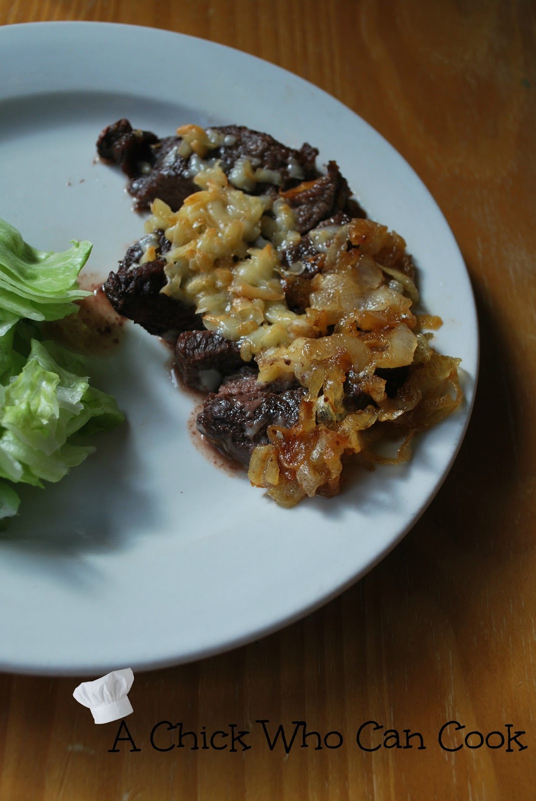 A Chick Who Can Cook Steak with smoked Gruyere