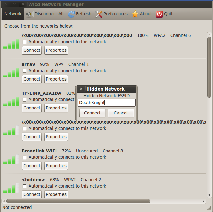 Wicd validating authentication wep