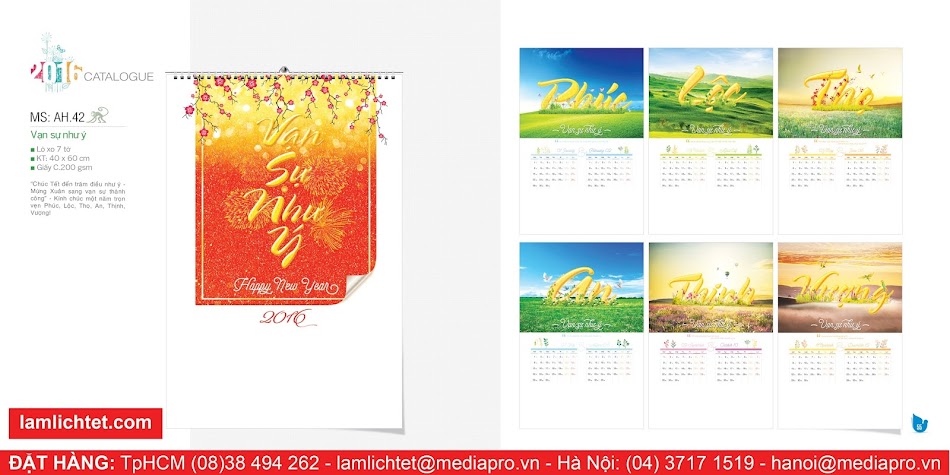 Mẫu Thiết Kế Lịch Treo Tường Đẹp Rẻ: Lịch 7 Tờ Lòxo AH42 - Vạn Sự Như Ý Mẫu Thiết Kế Lịch Treo Tường Đẹp Rẻ: Lịch 7 Tờ Lòxo AH42 - Vạn Sự Như Ý