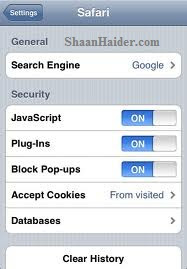 remove web history, cookies and cache from IPhone