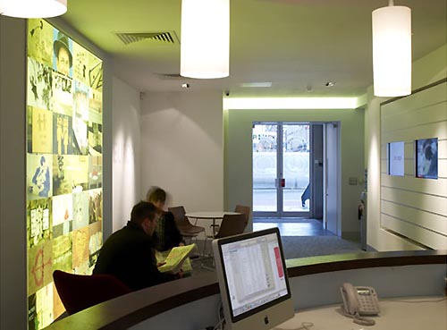 Fresh Reception Office Design with Green Interior Fresh Reception Office Design with Green Interior