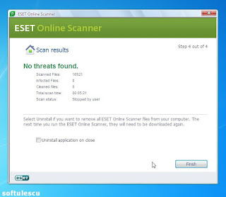 ESET Online Scanner rezultat scanare