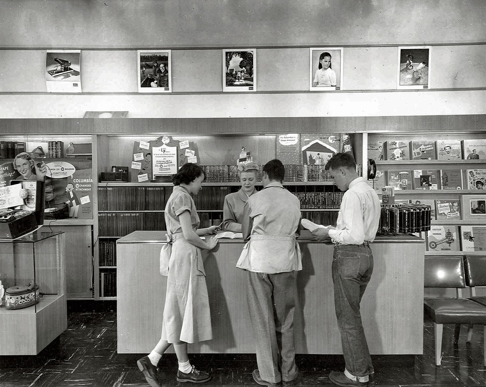 Interior of the Holiday Shop record and camera store, Kansas, ca. 195051 vintage everyday