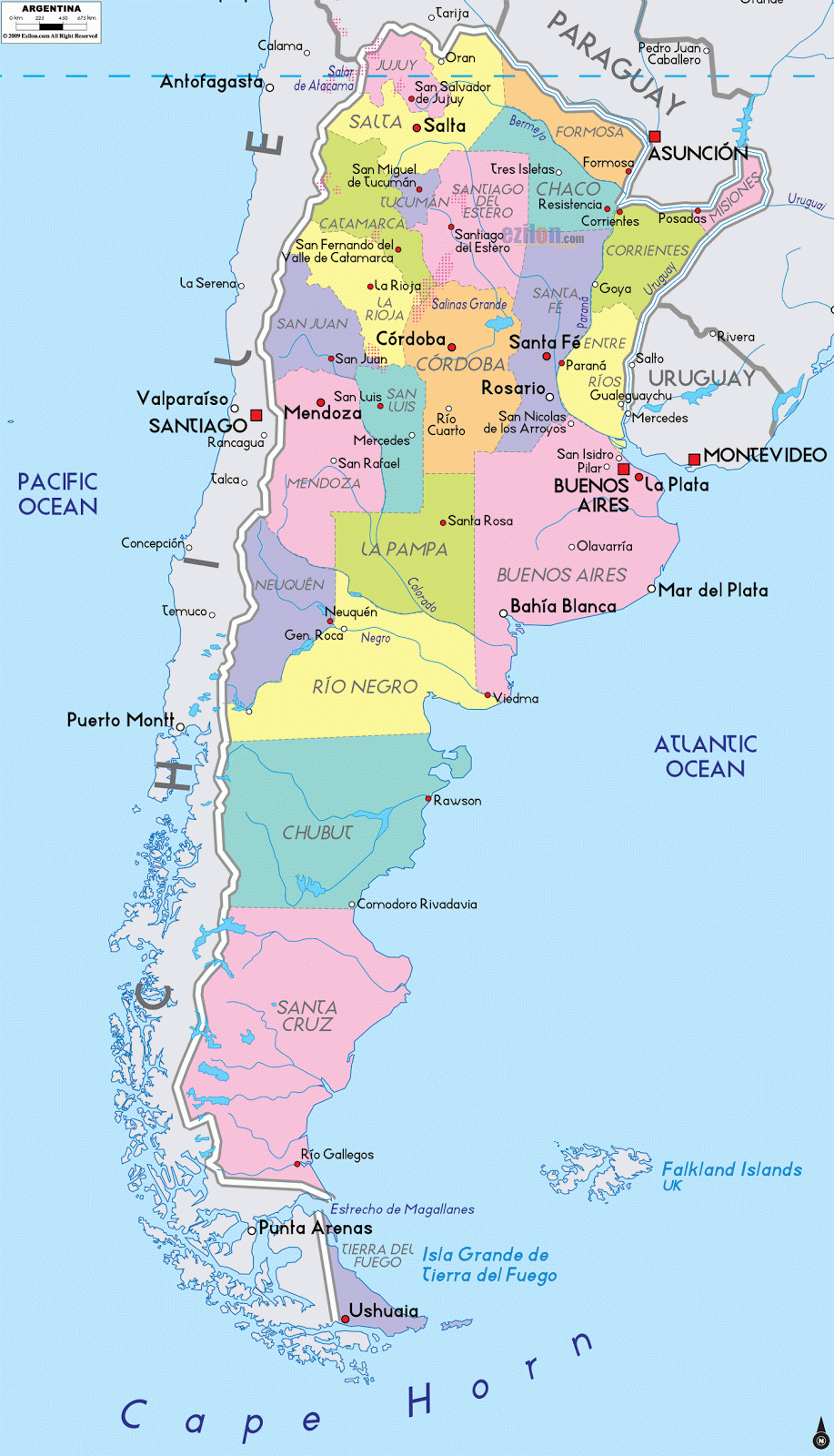 Mapa Argentina Político | Mapa de Argentina Completo
