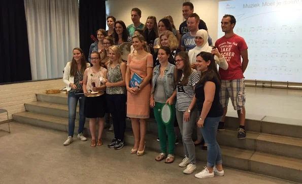 Queen Maxima of The Netherlands as Honorary President of the Platform Ambassadors Music Education made a working visit to the Fontys High School Child and Education in Den Bosch