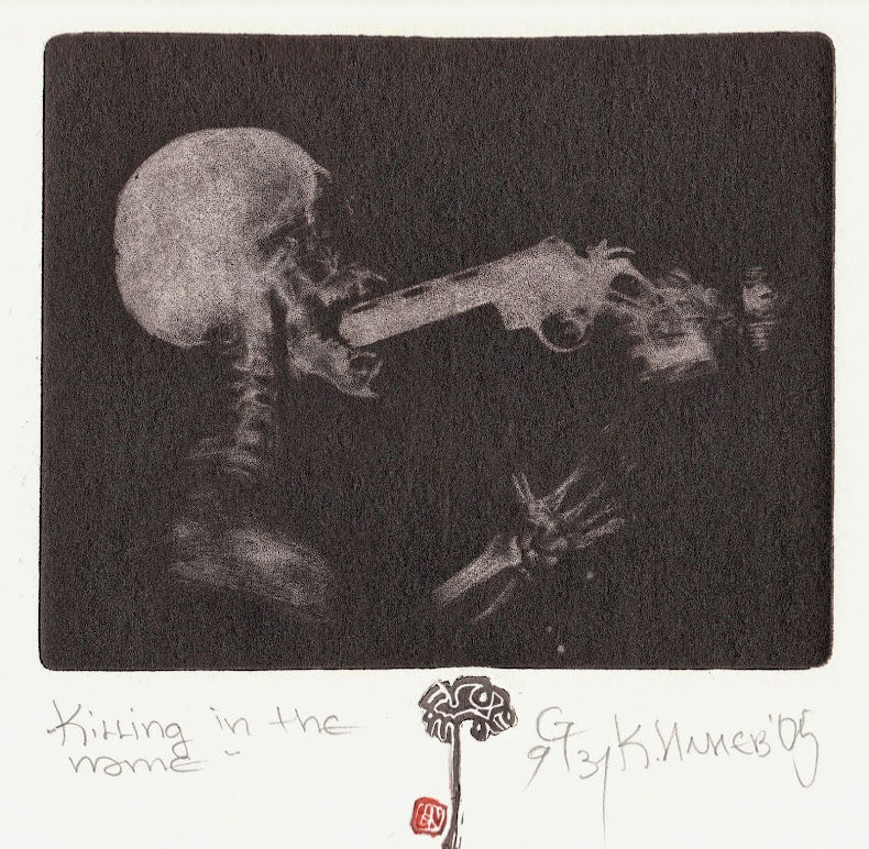 Killing in the name, 2005. Mezzotint, 20 x 30 cm