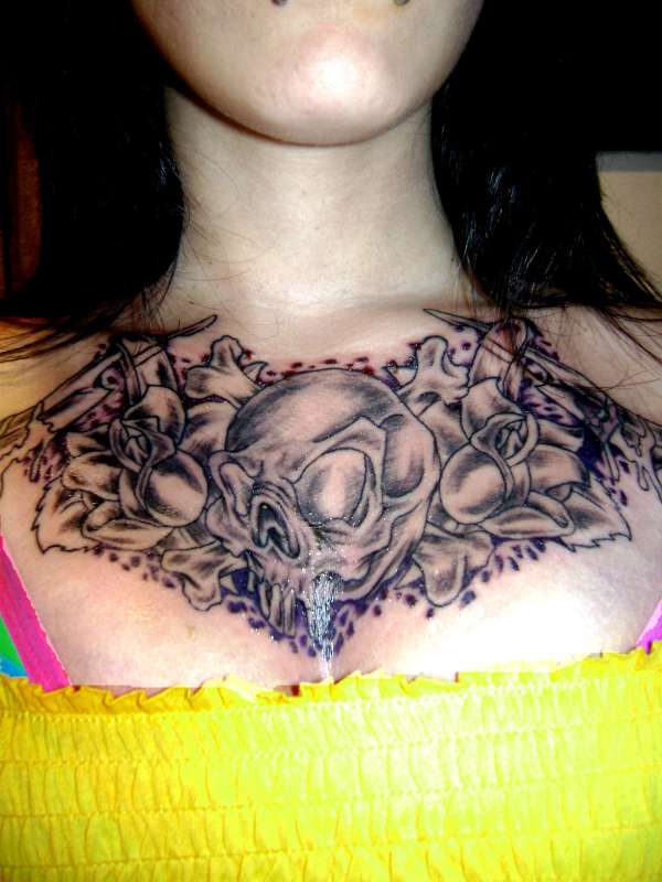 Woman Chest Tattoos 11