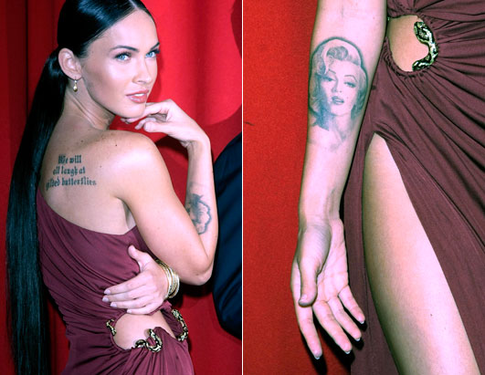 megan fox tattoos.  megan fox tattoos font