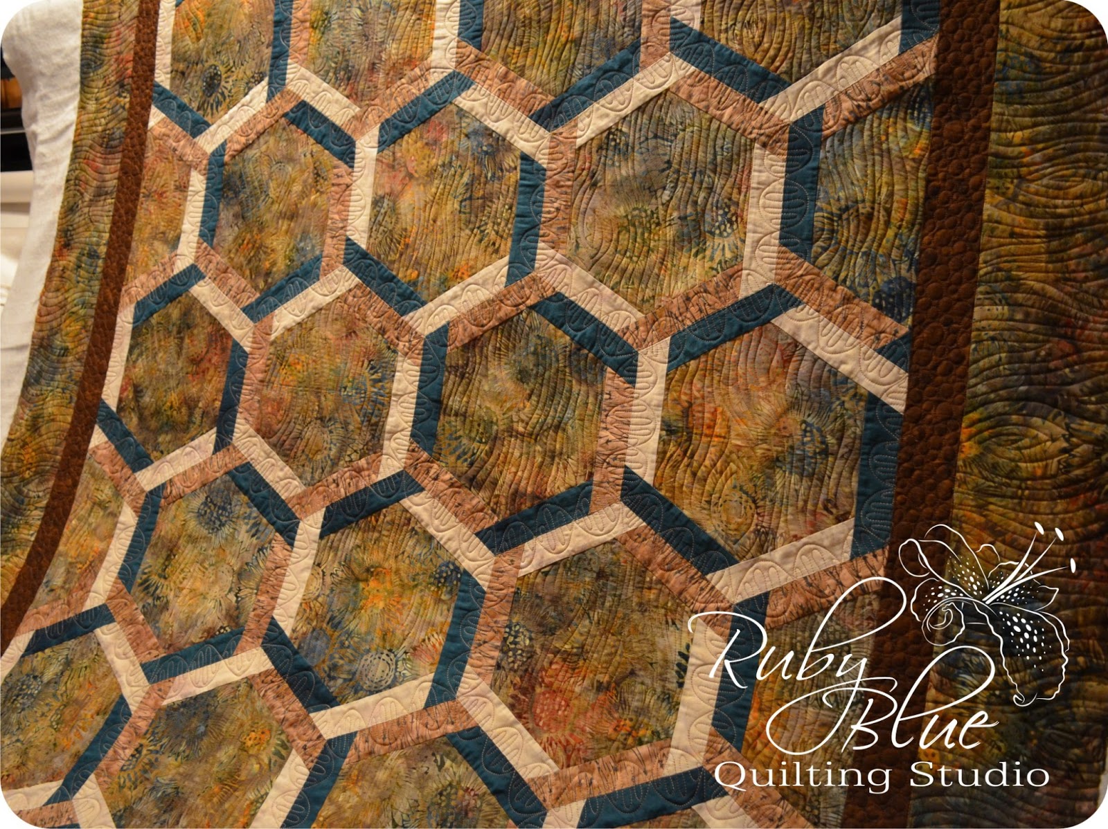 Ruby Blue Quilting Studio Machine Quilting Interlocking Hexagons