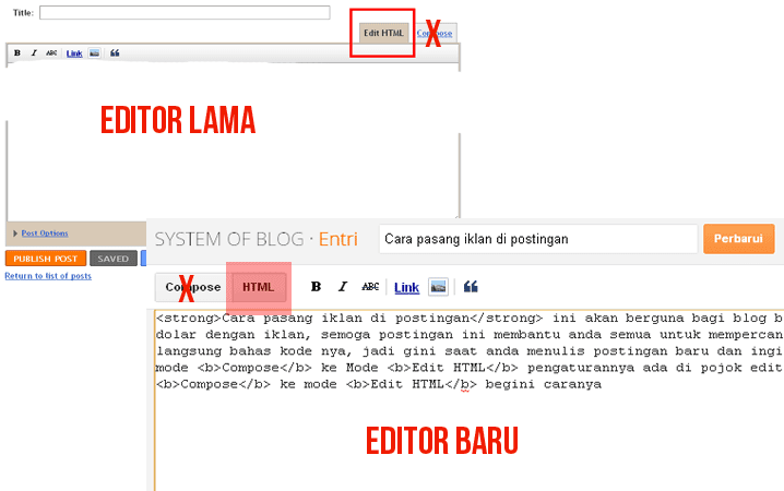 Mode Edit HTML