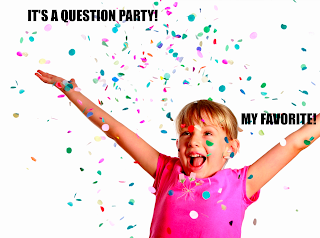 unknown young girl throwing confetti with the saying its a question party my favorite