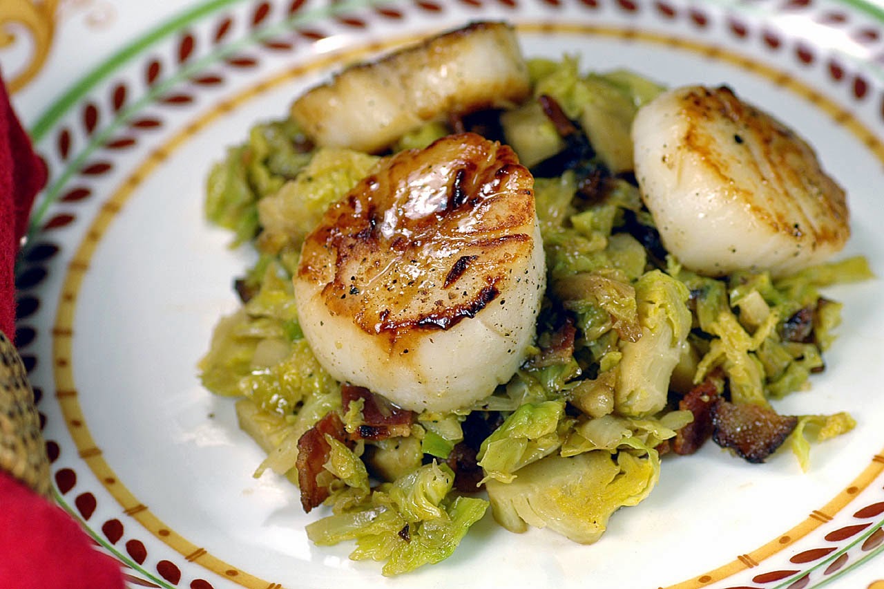 Savoring Time in the Kitchen Seared Scallops and Brussels Sprouts Hash