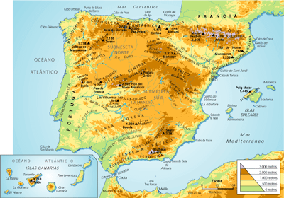 Mapa Fisico de Espana mapa fisico espana