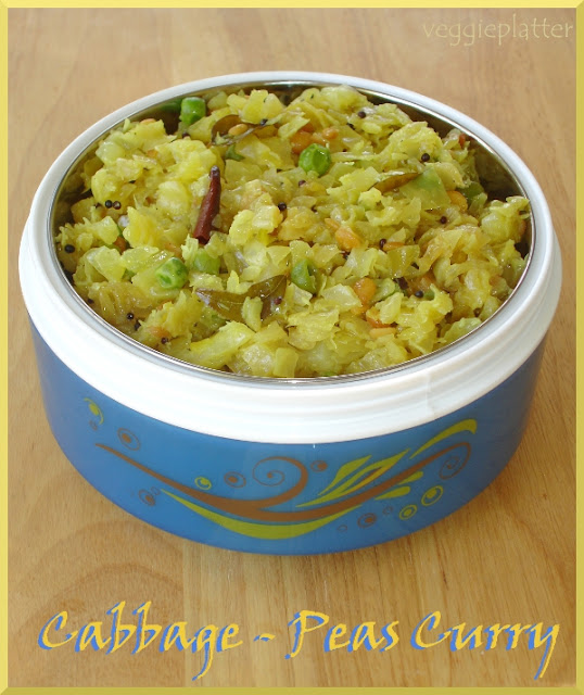 Veggie Platter Simple & Quick Subzis Cabbage Peas Curry / Cabbage