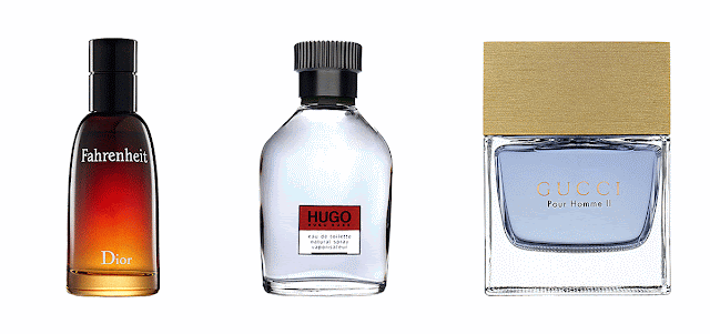 Klasyczne zapachy męskie Dior, Hugo Boss, Gucci.