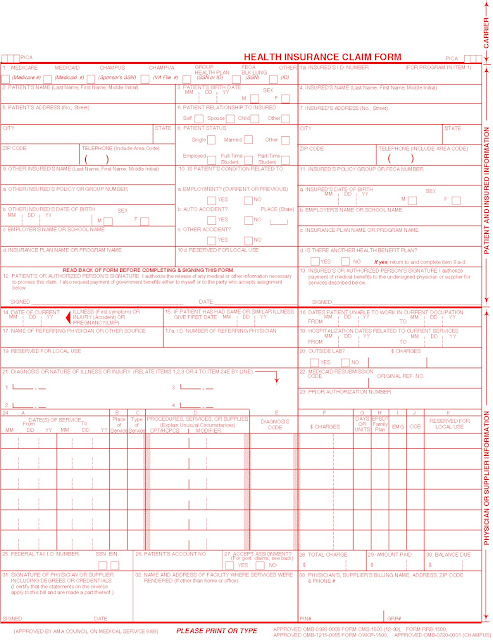 understanding your medical claims insurance claim forms aka the blank hcfa 1500 form free download