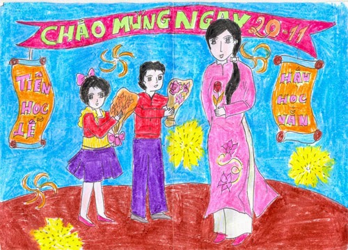 Những hình ảnh thiệp 20-11 đẹp - tri ân thầy cô giáo Bức tranh vẽ chào mừng ngày nhà giáo Việt Nam