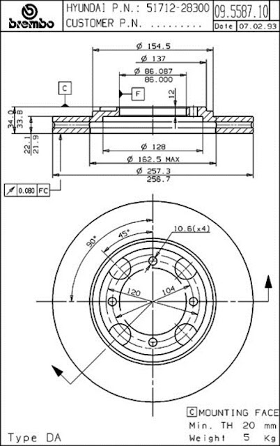 Brake Disc Hyundai SONATA (09.5282.10)