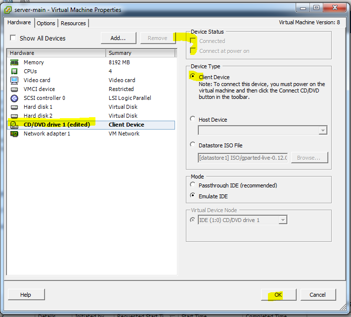 increase virtual disk size vmware esxi 5