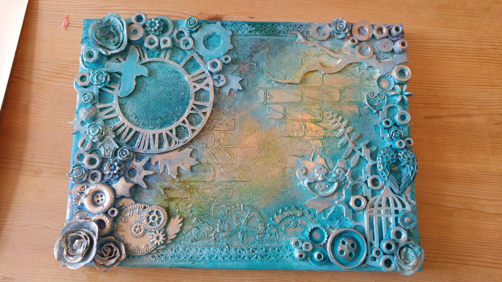 Mixed Media Clay And Paint On Canvas Mixed Media Clay And Paint On Canvas