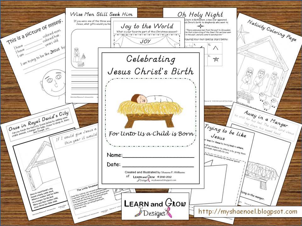 Learn and Grow Designs site Celebrating Jesus Christ's Birth Activity Book for Children, a