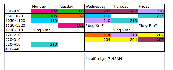 my school schedule