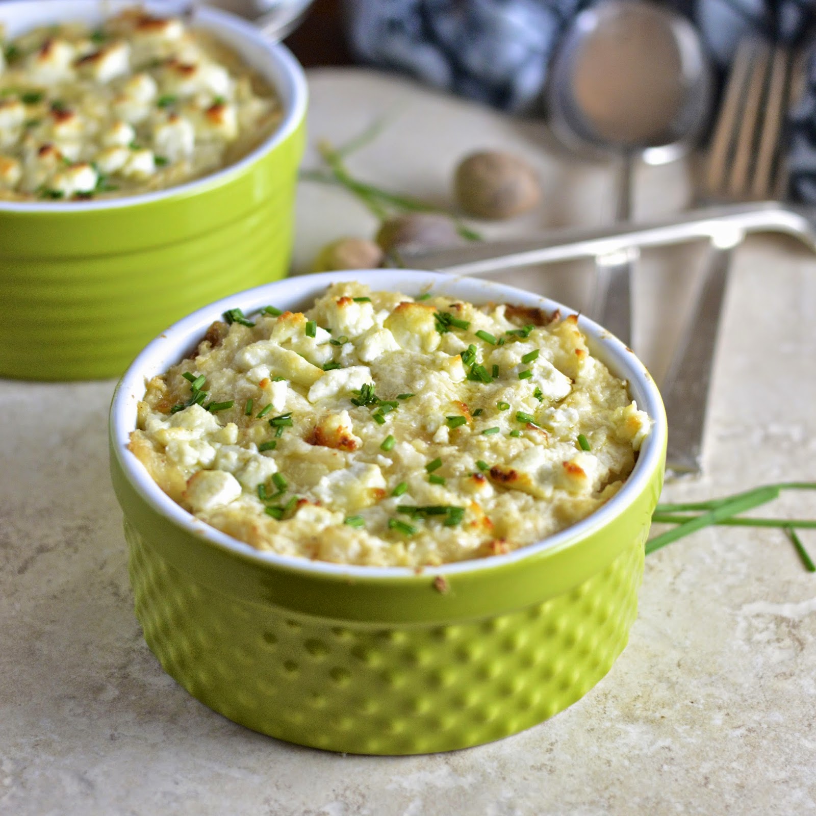 Smashed Cauliflower Gratin with Goat Cheese Virtually Homemade