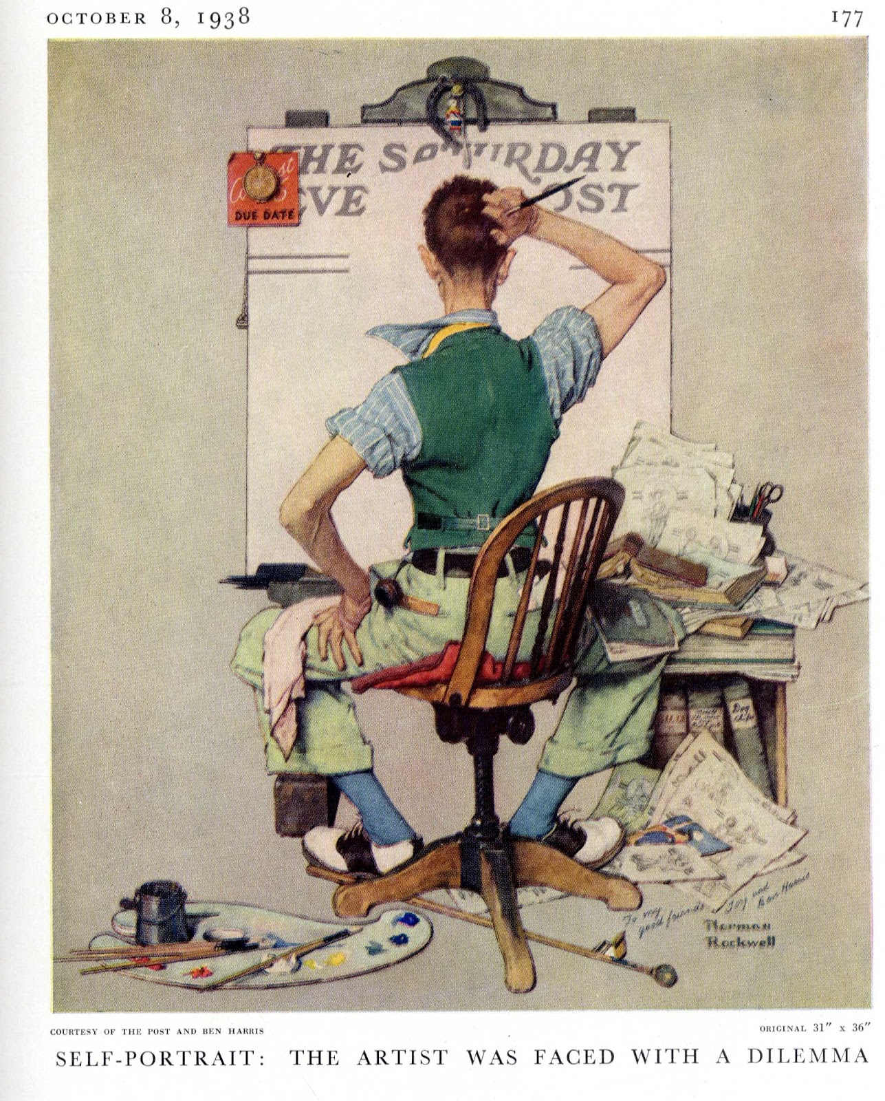 Blank Canvas (Deadline), 1938 by Norman Rockwell - Paper Print