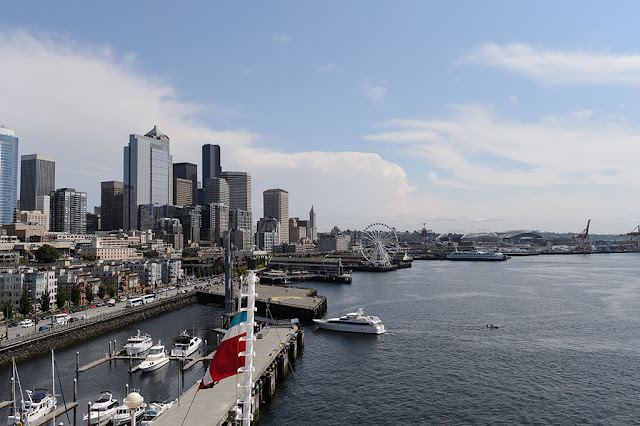 View from the deck of the Norwegian Pearl in Seattle