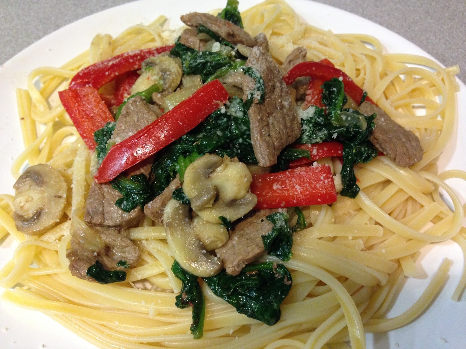 Cook In Sync Linguine with steak and vegetables