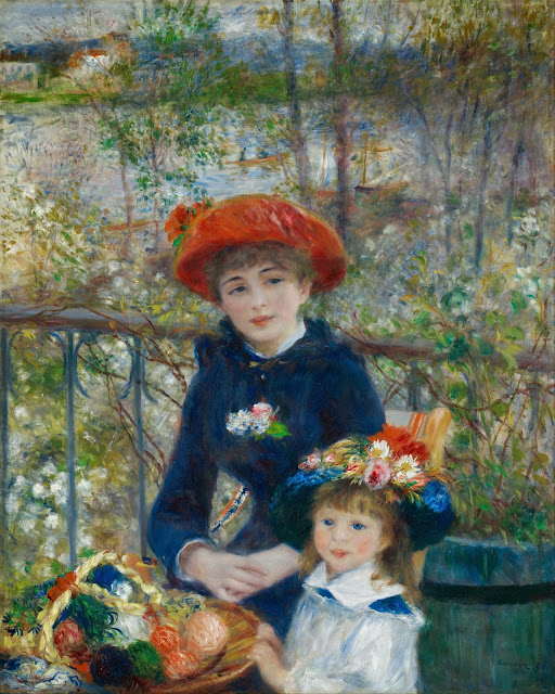 Painting "Two Sisters (On the Terrace)" by Renoir, 1881 Picture of "Two Sisters (On the Terrace)" by Renoir, 1881