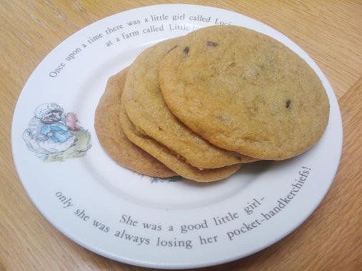 I found a cute Beatrix Potter Mrs Tiggywinkle plate! Chocolate Chip Cookies on Beatrix Potter Mrs Tiggywinkle Plate