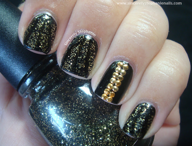 bundle monster gold and black nail art