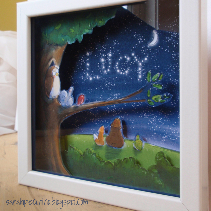 Sarah Pecorino Illustration Shadowbox Nursery Art Lucy in the Sky