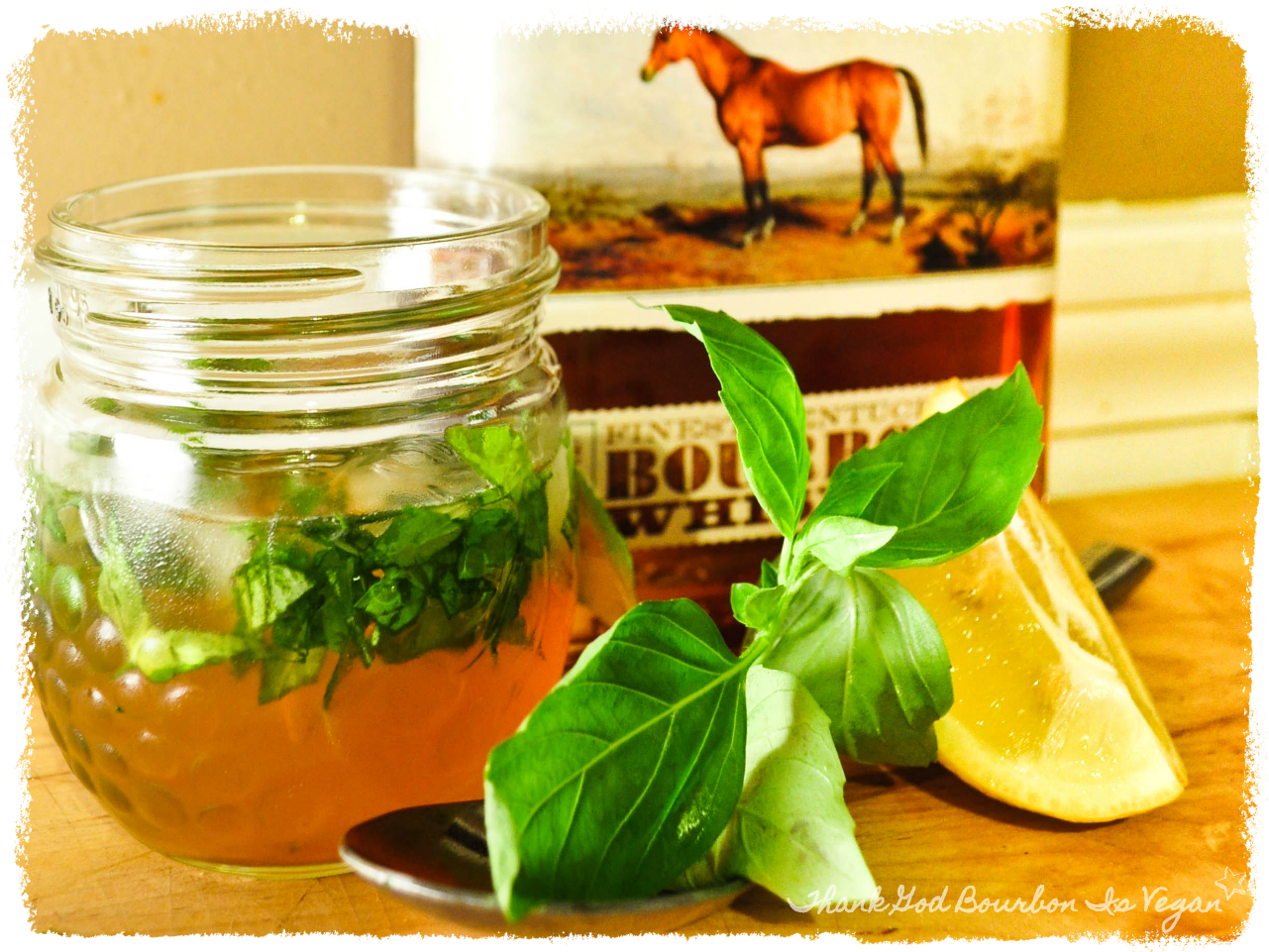 Thank God Bourbon is Vegan Day 6 Lemon Basil Whiskey Sours