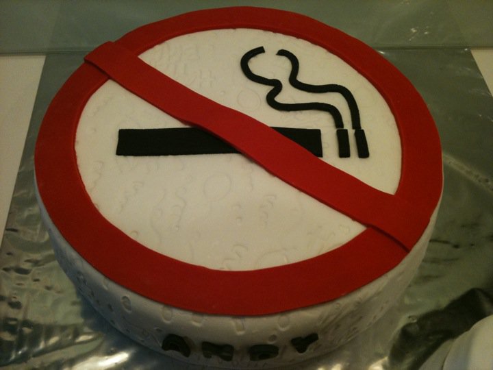 Tummy Full Of Yummy No Smoking Sign Cake