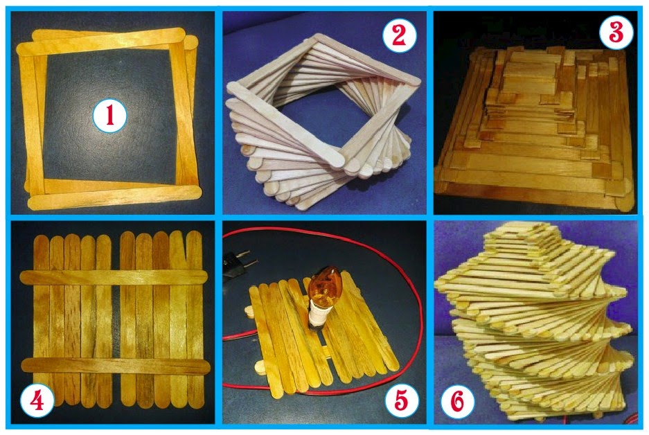 Kerajinan lampu tidur dengan bahan stik es krim bekas