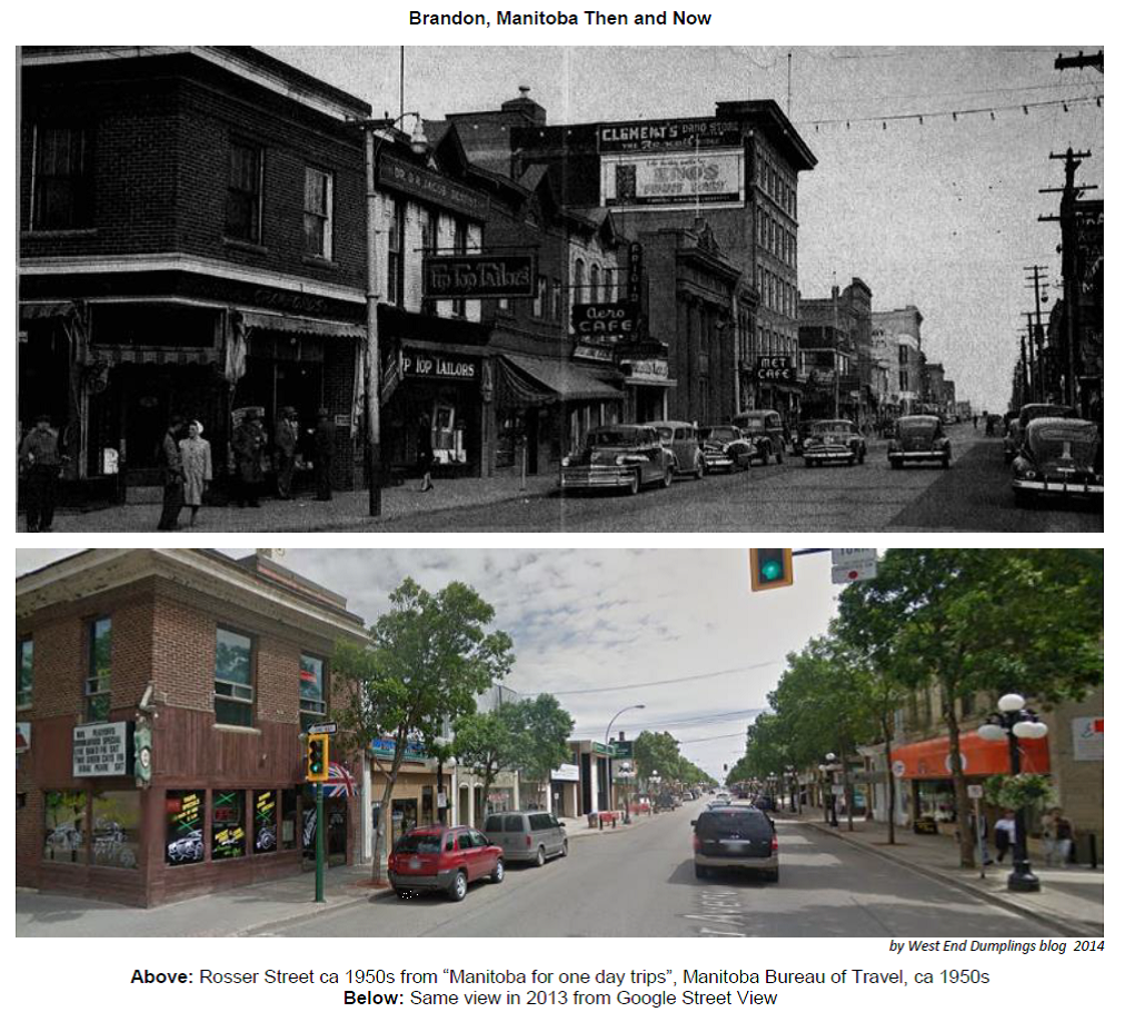 West End Dumplings Rosser Avenue, Brandon Then and Now