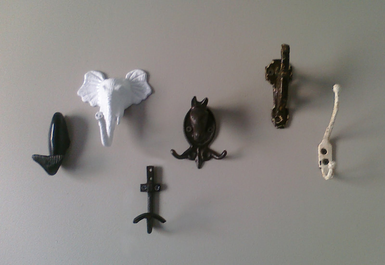 Re Design Playing Hooky Instead Of A Towel Rack In Our New Bathroom I Thought It Would Be Cool To Hang Collage Random Wall Hooks Dug Out All The Have