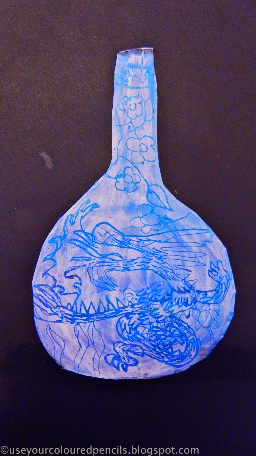 Use Your Coloured Pencils Ming Vase Scratch Art