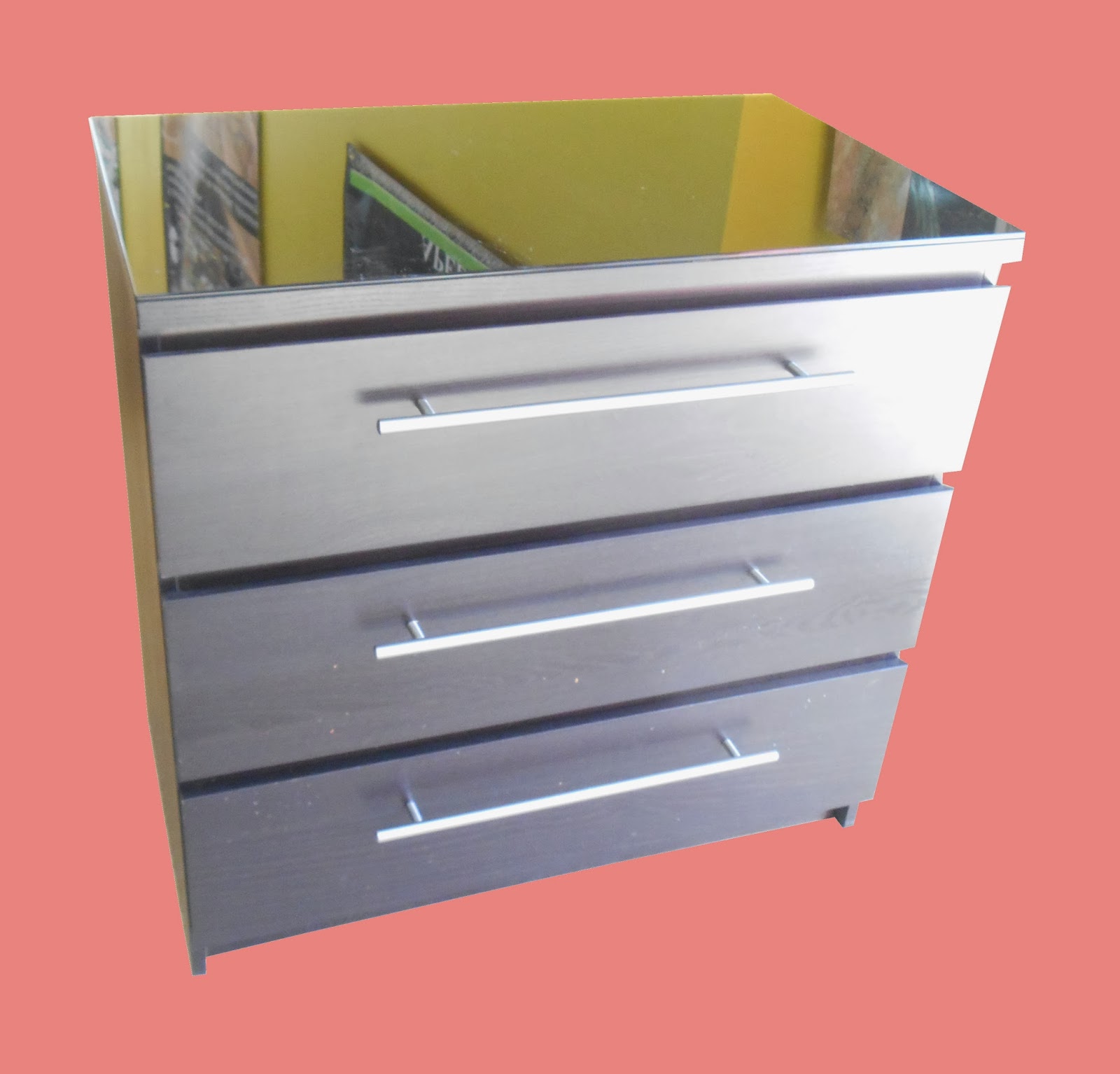 Black 3 Drawer Chest with Glass Top SOLD soloshrinks