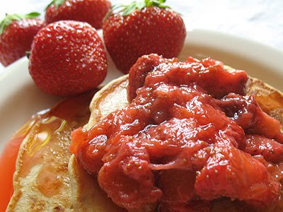 strawberry rhubarb cottage cheese pancakes