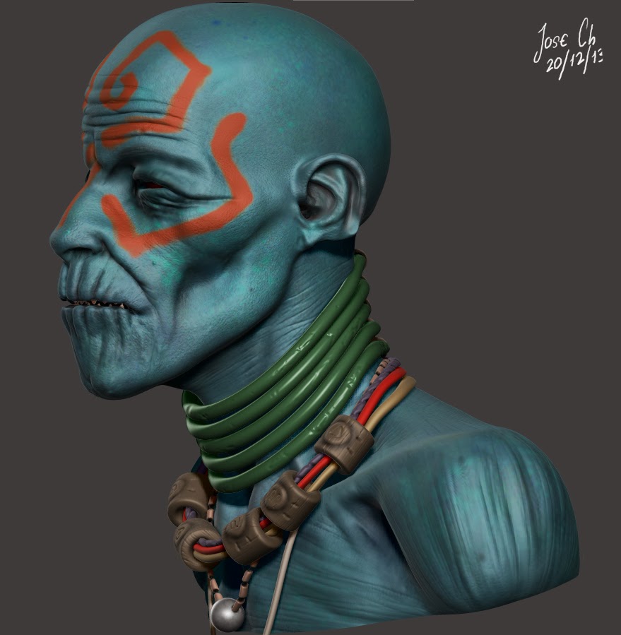 Thetwinsartists Bust Head Ancient Alien Zbrush Sculpt