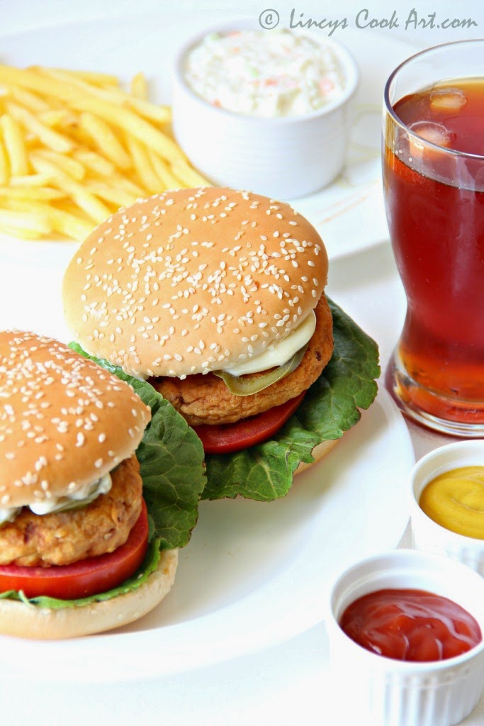 Chicken Patty Burger/ Breaded Chicken Burger Lincy's Cook Art