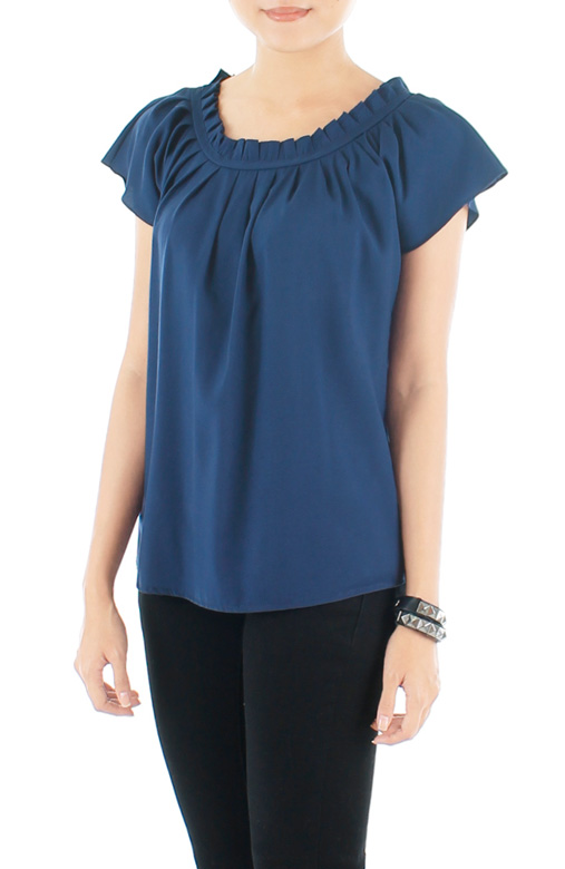 Endless Weekend Pleat Top – Midnight Blue