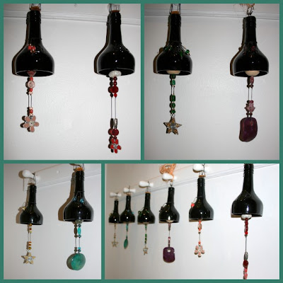 wind chimes made from recycled glass bottles in Uganda