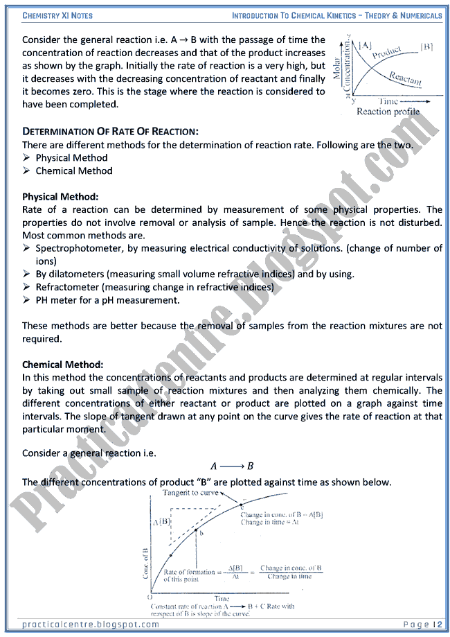 Introduction To Chemical Kinetics - Theory And Numericals (Examples And Problems) - Chemistry XI