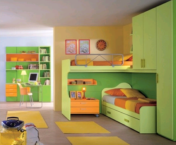 Camerette bambini pareti colorate Cameretta bimbo verde