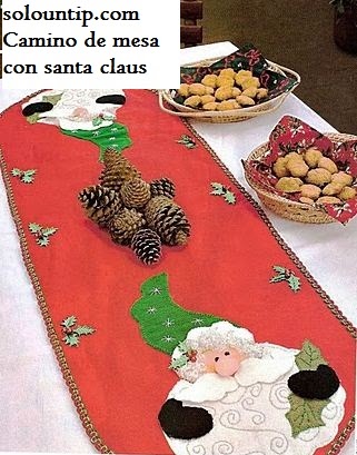 Camino de mesa navideño en fieltro ~ Solountip.com