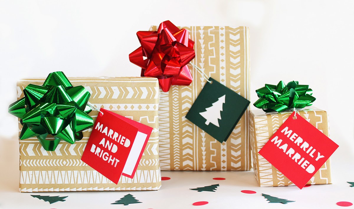Merrily married gift tags http://www.tiffzippy.com/holiday-folded-gift-tags-married/